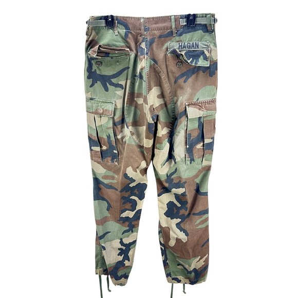 Vintage Military Camouflage Cargo Pants M Reg Adjustable Waist Cotton Outdoor - Picture 2 of 15